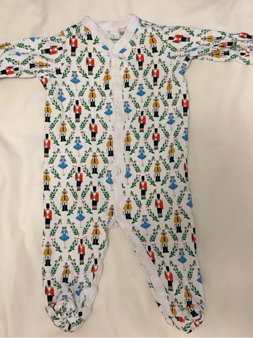 Roller Rabbit White Footed One-Piece with Multicolor Nutcracker Print